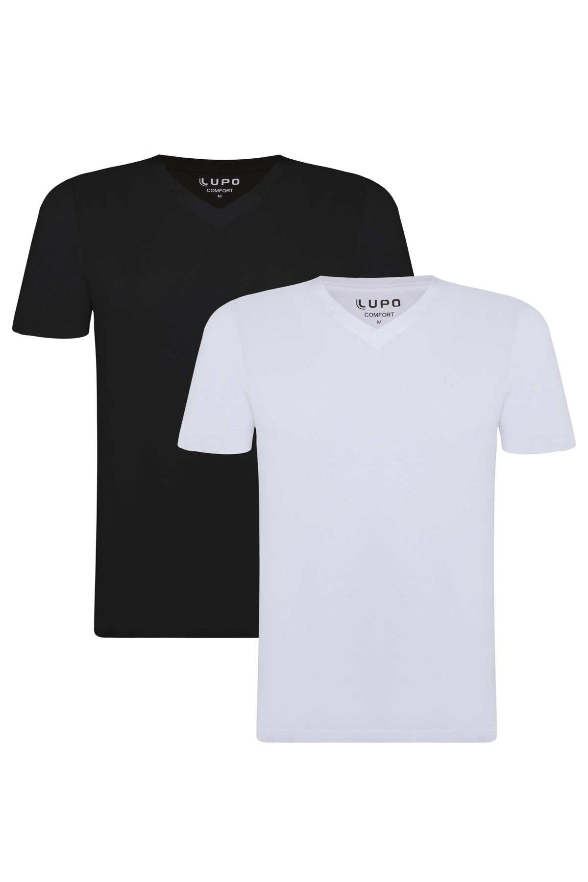 Kit 2 T-shirts Algodão Com Elastano Gola V